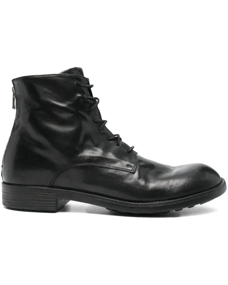Officine Creative Italia Diary 010 Schnürstiefel mit Reißverschluss - Schwarz Schwarz