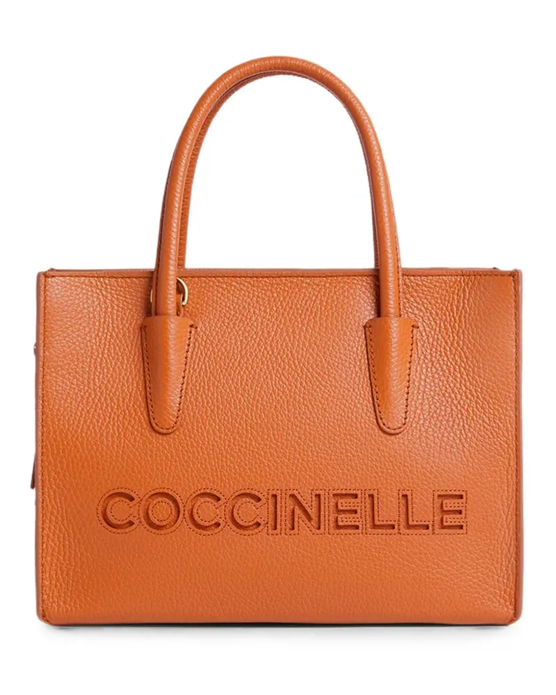 Coccinelle Tote Bag aus gekörntem Leder mit Logo-Prägung - Orange Orange