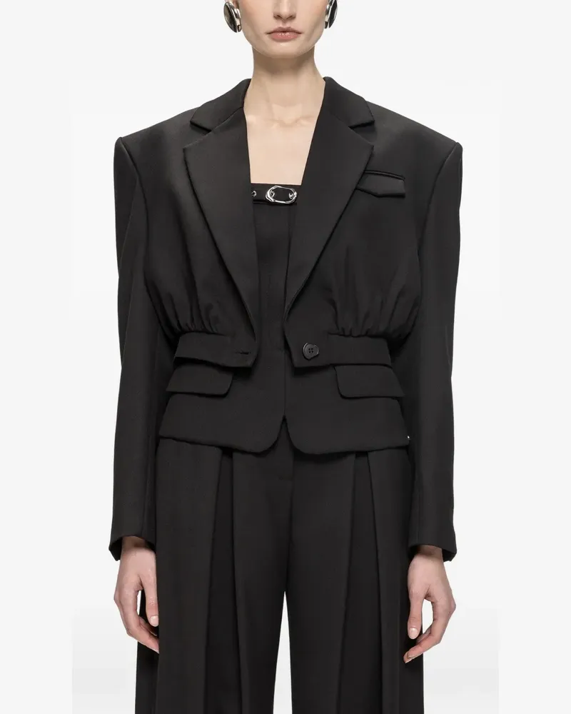 NISSA Geraffter Cropped-Blazer - Schwarz Schwarz
