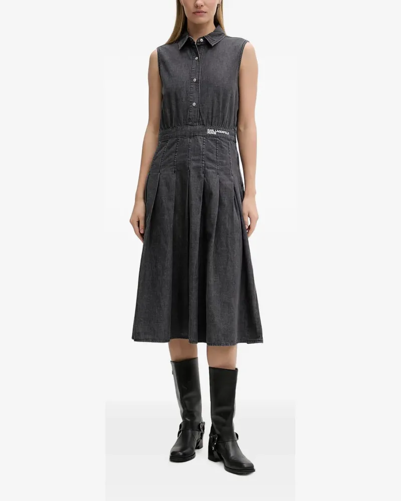 Karl Lagerfeld Ärmelloses Midikleid mit Falten - Grau Grau