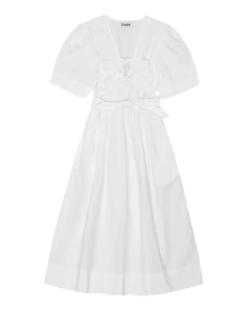 Ganni Kleid mit Schleifendetail - Weiß Weiß