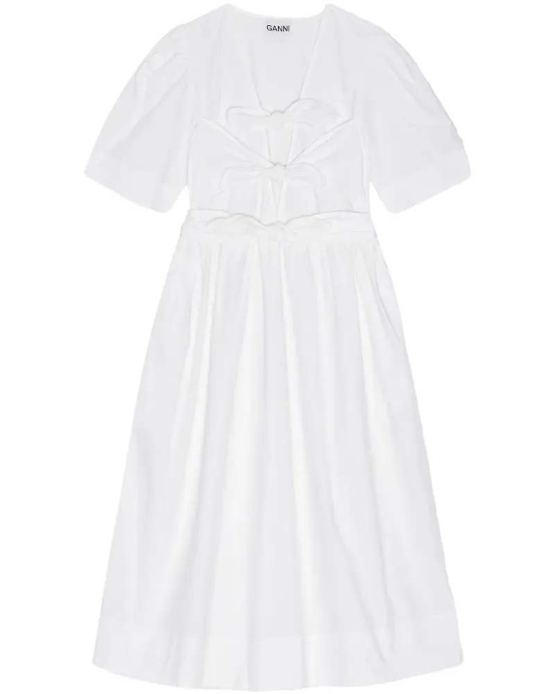 Ganni Kleid mit Schleifendetail - Weiß Weiß