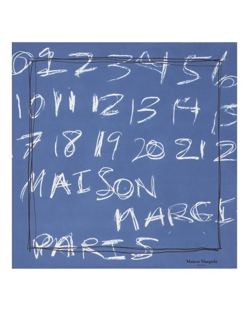 Maison Margiela Halstuch mit Nummern-Print - Blau Blau