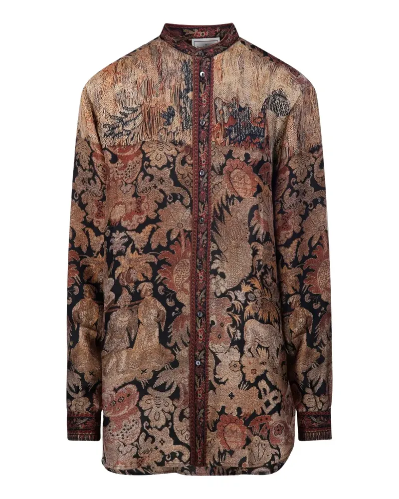 Pierre-Louis Mascia Aloe Hemd mit Tapisserie-Print - Braun Braun