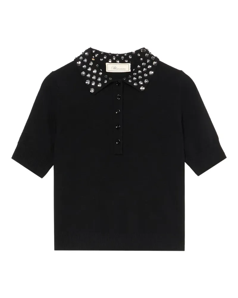 Blumarine Besticktes Poloshirt - Schwarz Schwarz