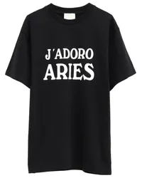 Aries T-Shirt mit Slogan-Print Schwarz