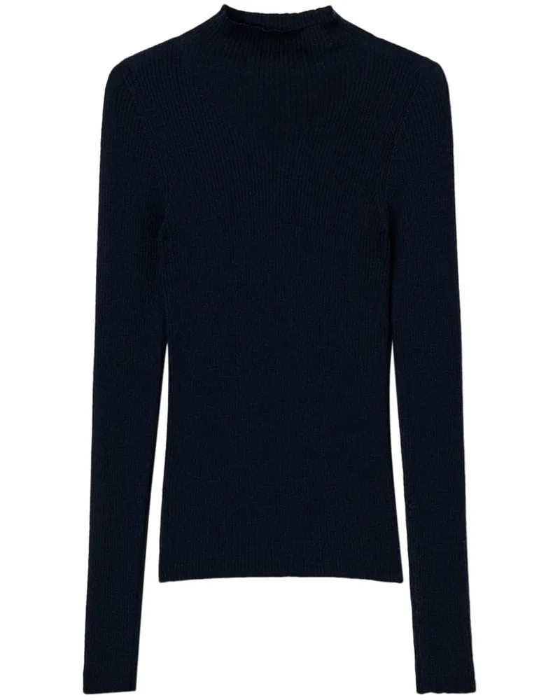 Twin-Set Nahtloser Pullover mit Stehkragen - Blau Blau
