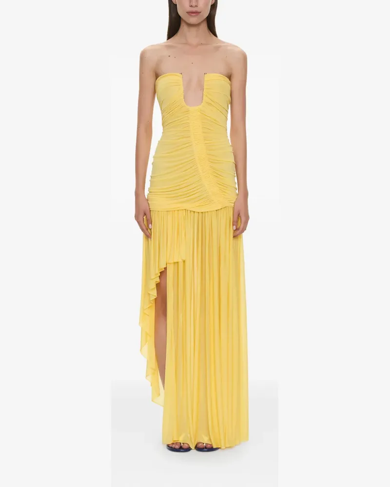 Christopher Esber Schulterfreies Arced Orion Kleid mit Raffungen - Gelb Gelb