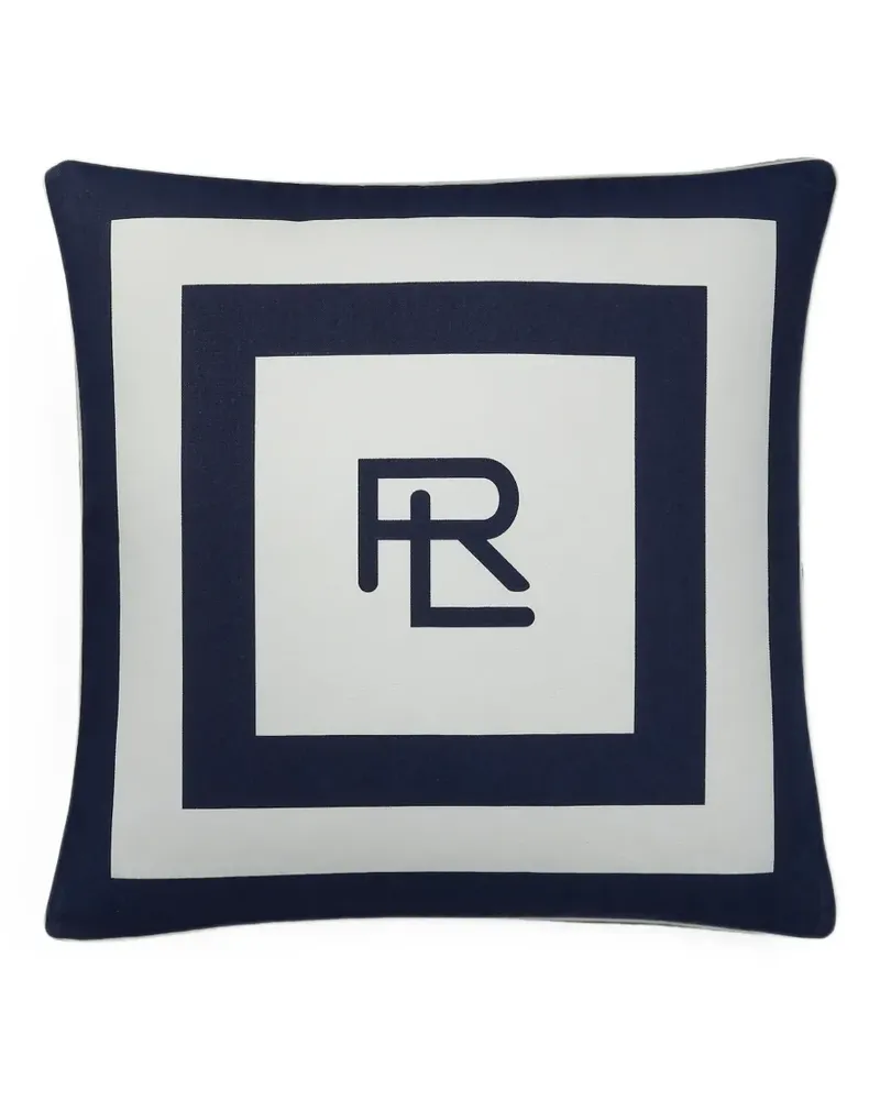 Ralph Lauren Home Gestreiftes Holton Logo-Kissen 56cm x 56cm - Blau Blau