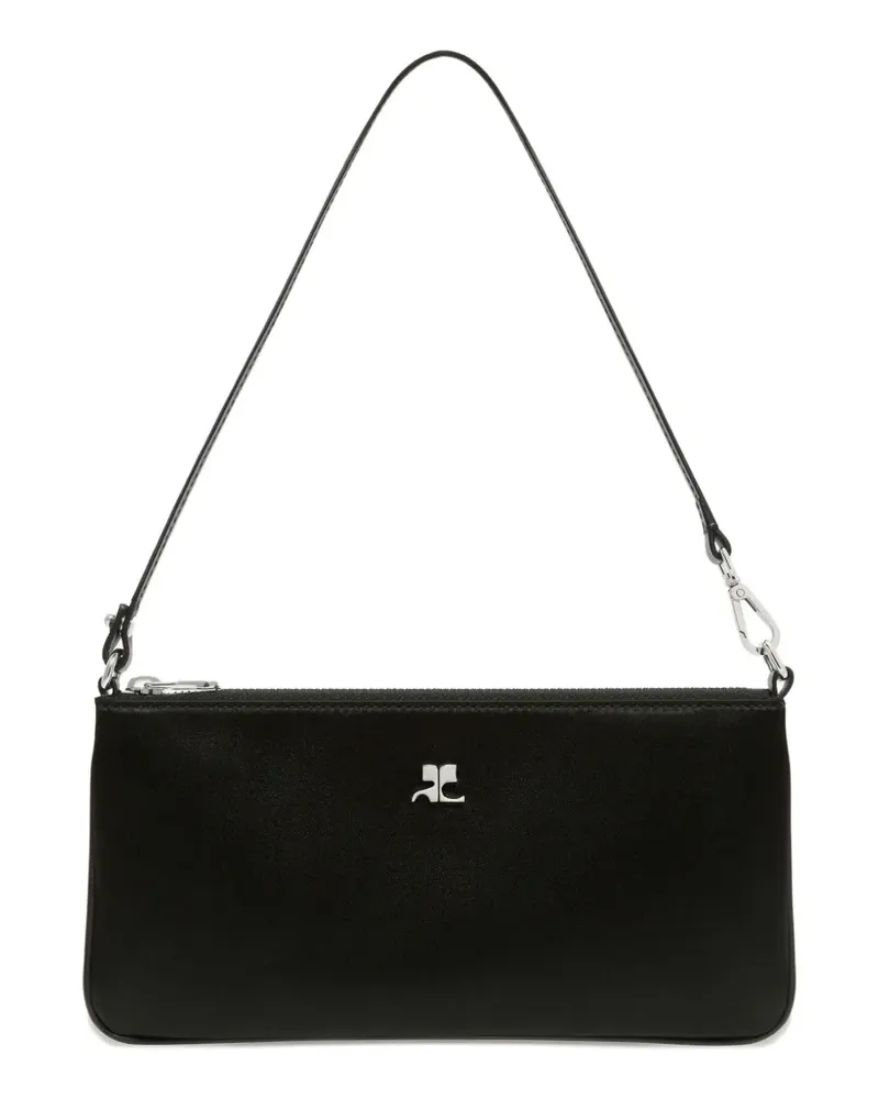Courrèges logo-plaque zipped pouch - Schwarz Schwarz