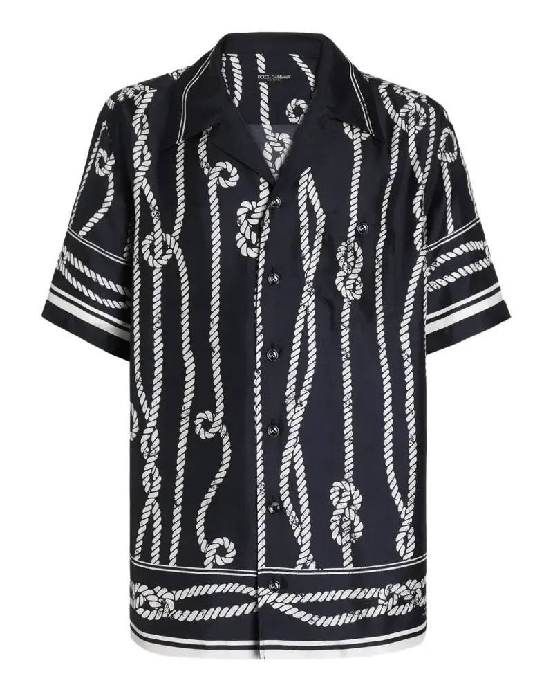 Dolce & Gabbana Hawaii-Hemd aus Seidentwill mit Marina-Print - Blau Blau