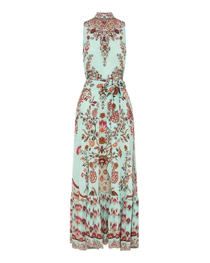Camilla Langes Seidenkleid mit Print - Blau Blau
