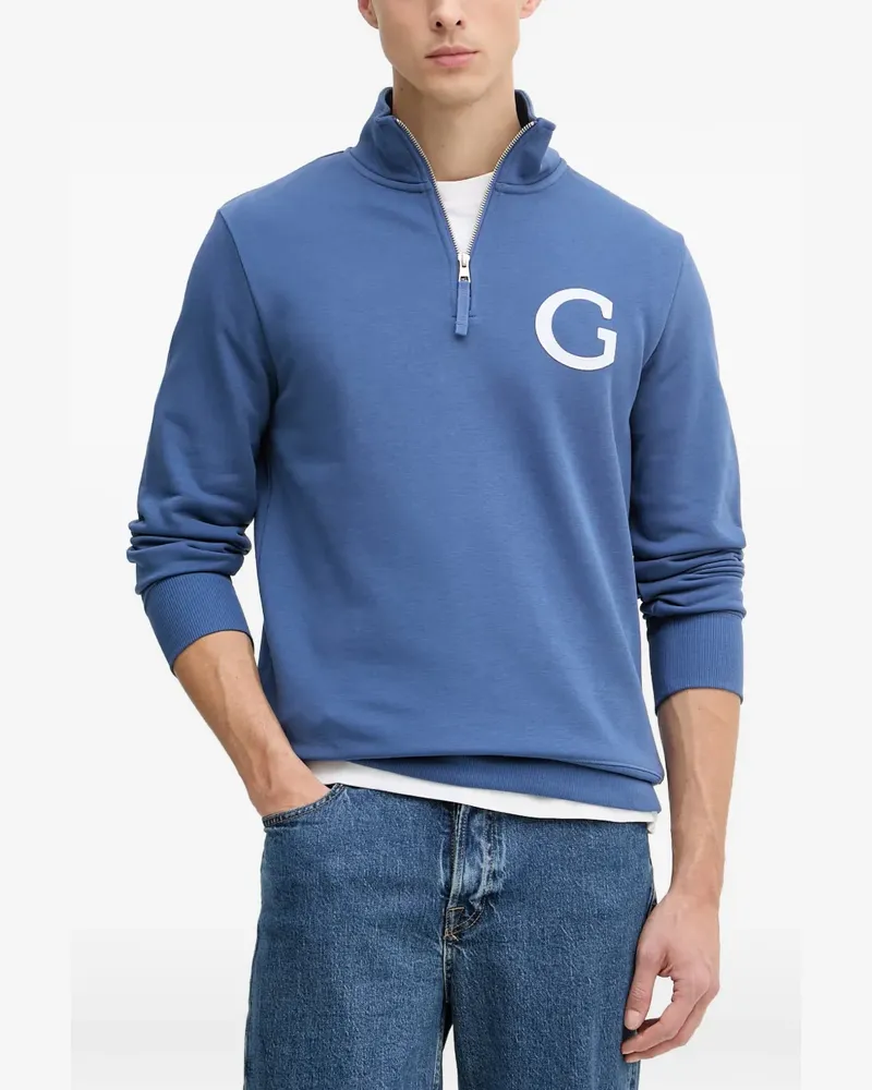 Gant logo-patch quarter-zip sweater - Blau Blau