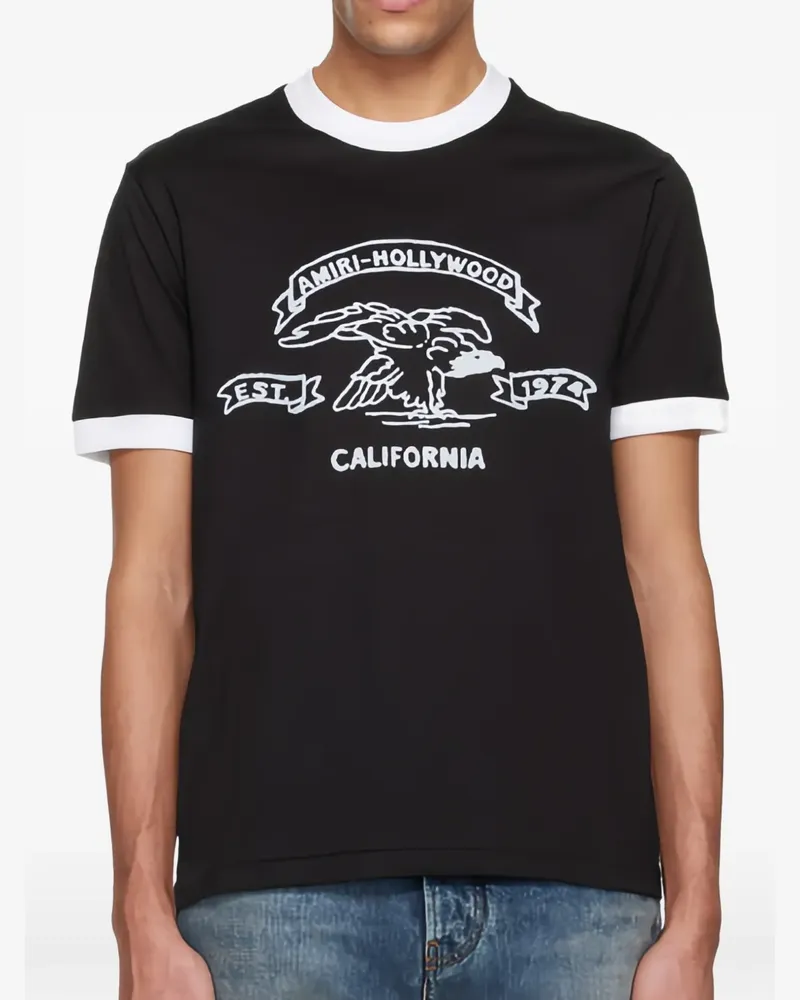 Amiri eagle-print ringer T-shirt - Schwarz Schwarz