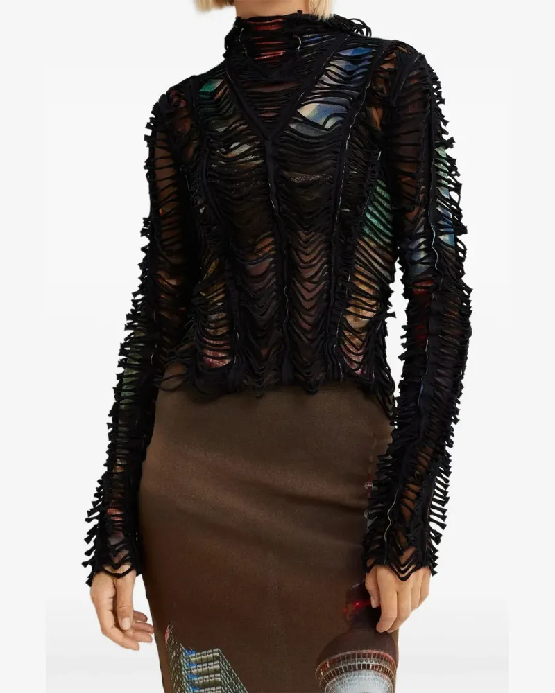 Jean Paul Gaultier raw edges hoodie - Schwarz Schwarz