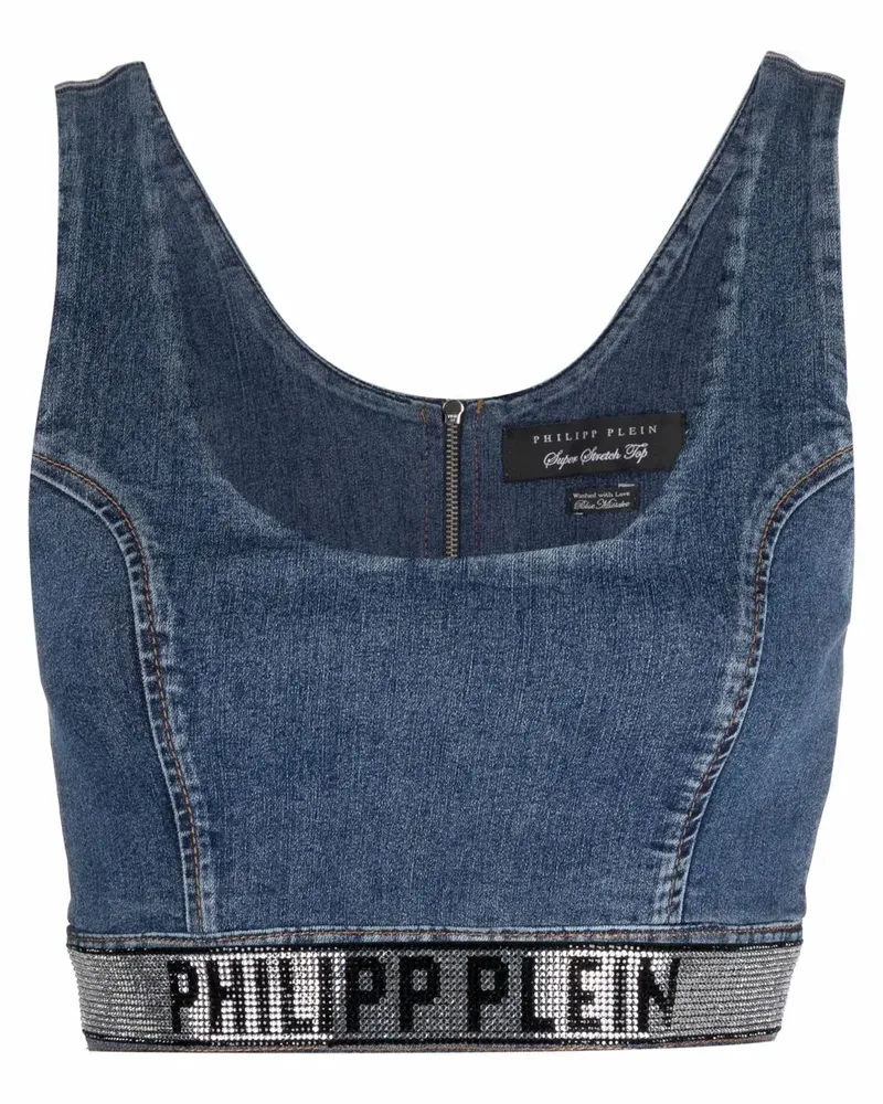 Philipp Plein Cropped-Top mit Logo - Blau Blau