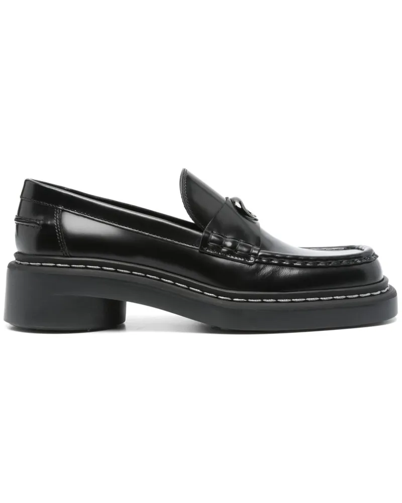 Marine Serre Geraffte Loafer - Schwarz Schwarz