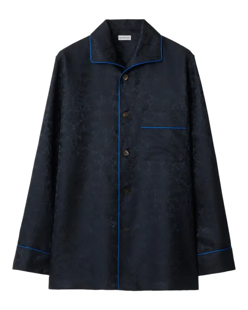 Burberry Sunflower Pyjama-Oberteil aus Seiden-Jacquard - Schwarz Schwarz