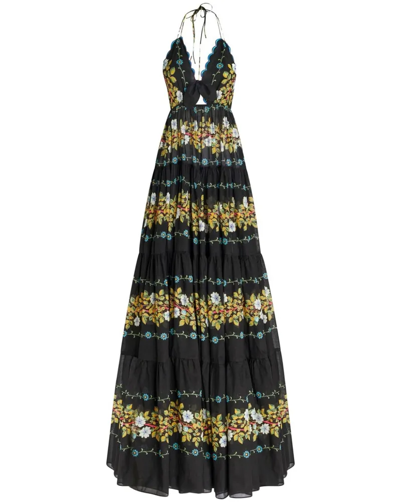 Etro Blumen-Maxikleid mit offenem Rücken - Schwarz Schwarz