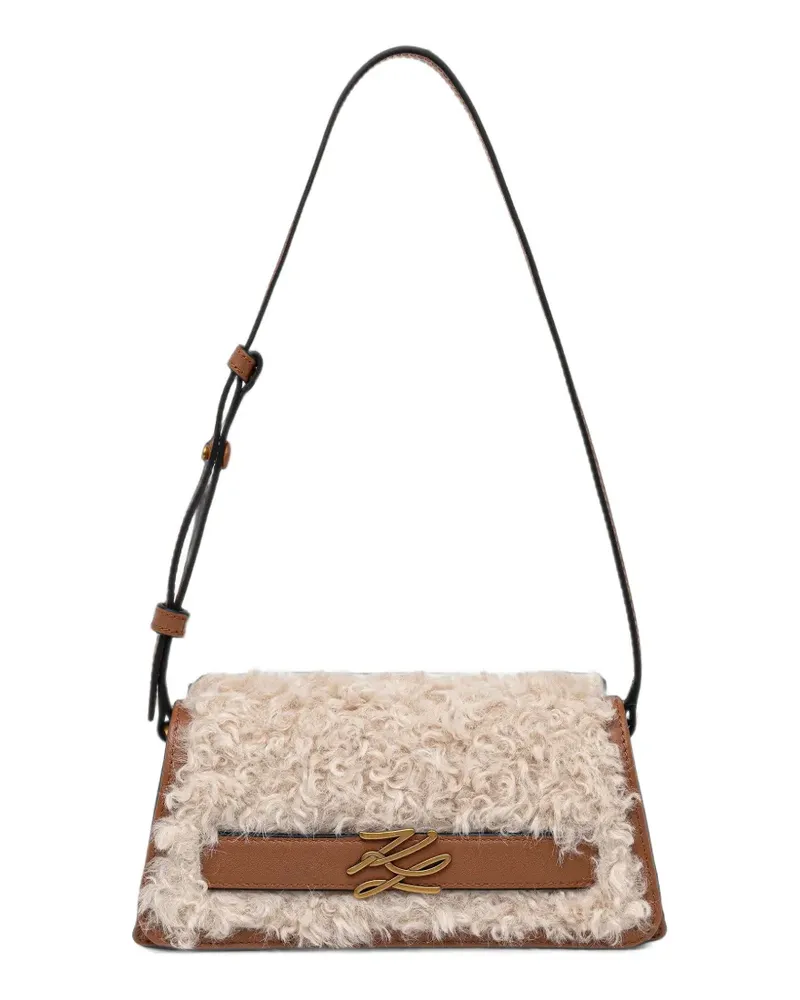 Karl Lagerfeld Schultertasche mit Shearling-Besatz - Braun Braun