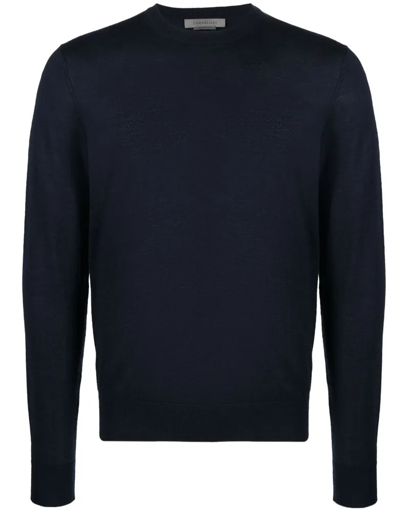 Corneliani Fein gestrickter Pullover Blau