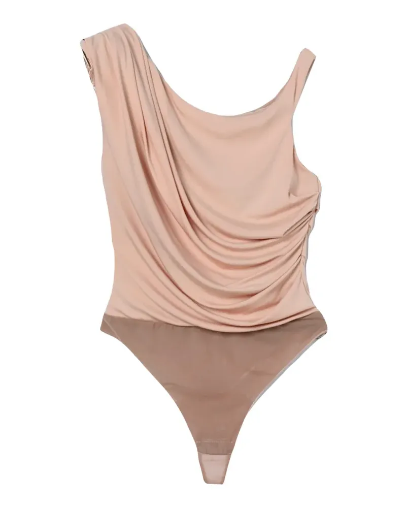 Elisabetta Franchi draped-detail asymmetric bodysuit - Nude Nude