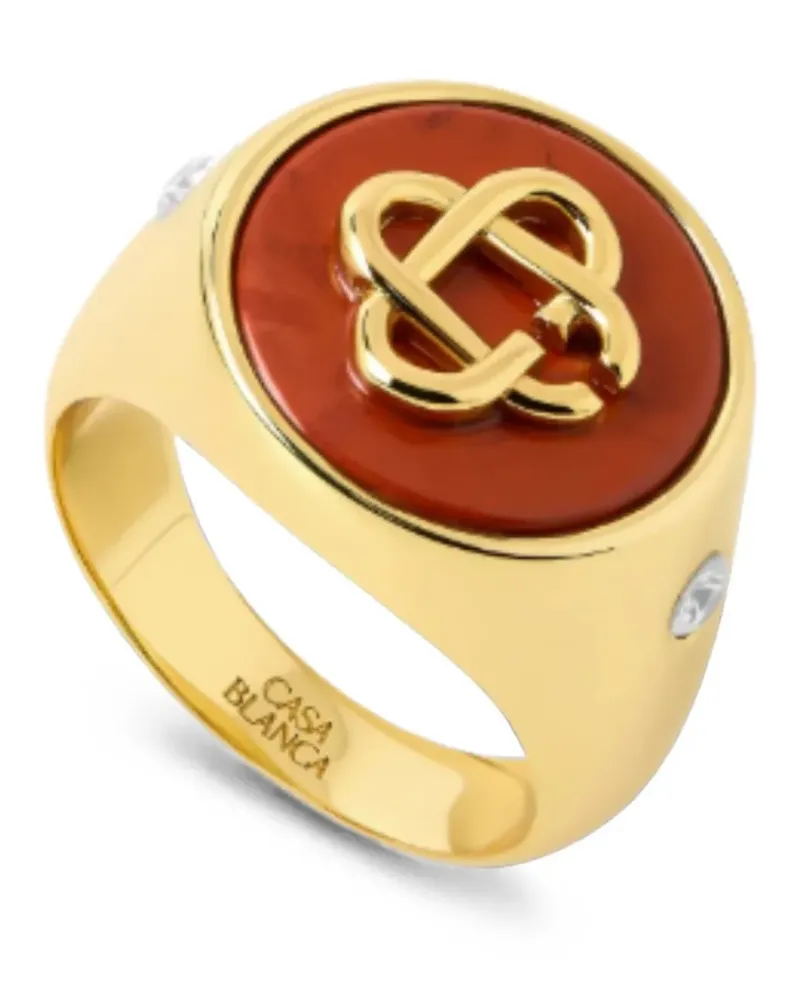 Casablanca Paris Jaspisring mit Logo-Schild - Gold Gold