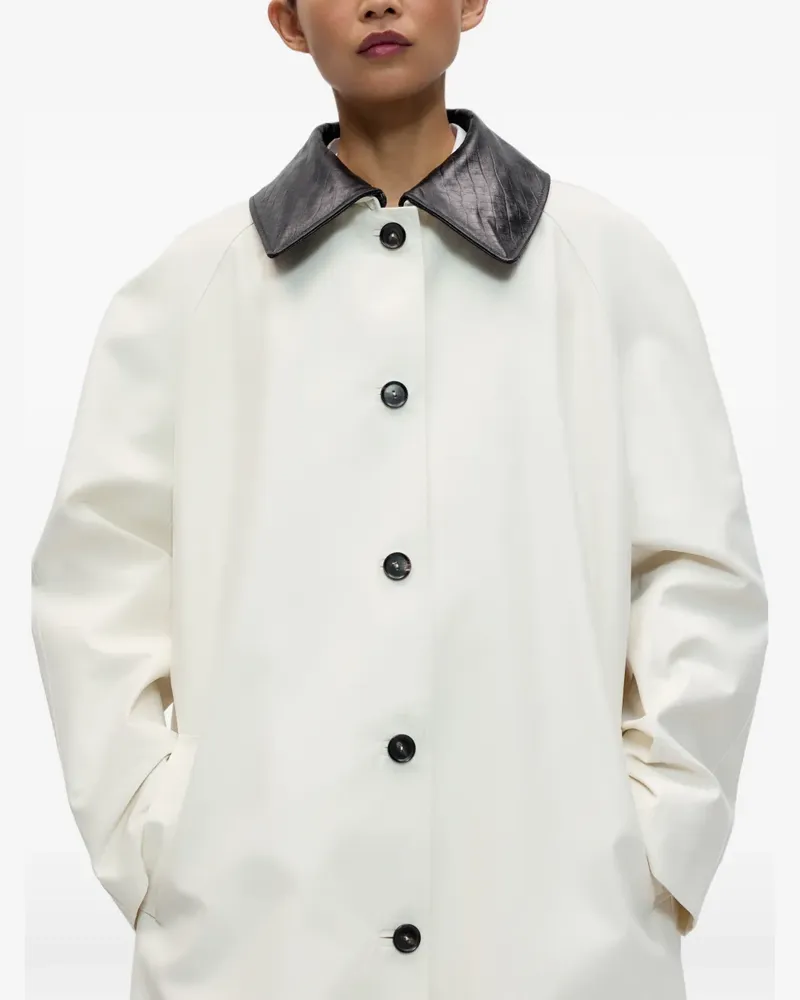 CORDERA Trenchcoat mit Lederkragen - Weiß Weiß