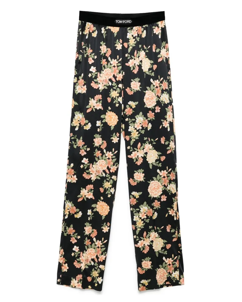 Tom Ford Pyjama-Hose mit Blumen-Print - Schwarz Schwarz