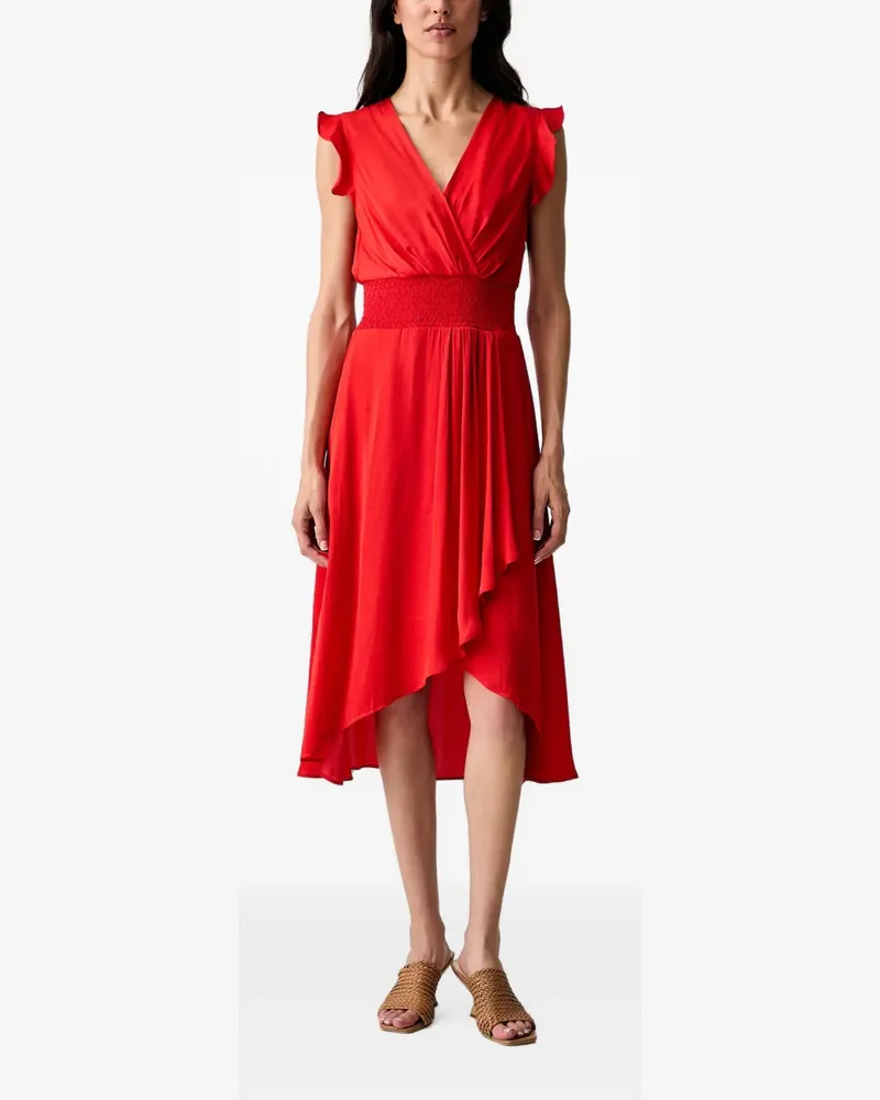 Morgan Asymmetrisches Rally Midikleid mit Rüschen - Rot Rot