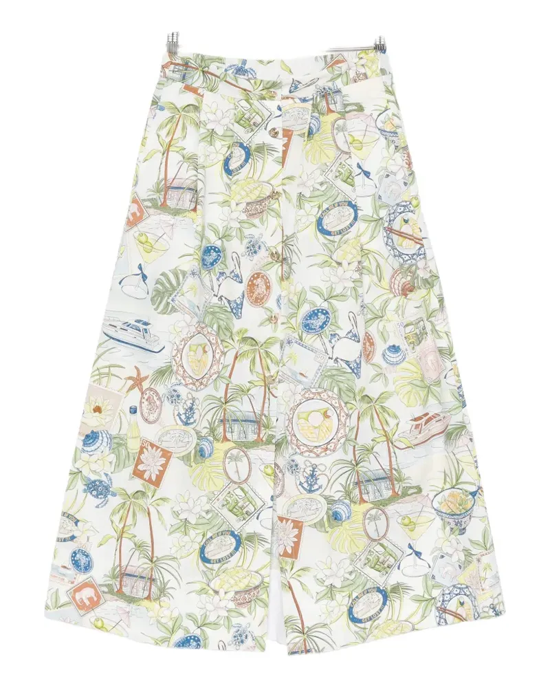 Maje postcard-print button-front midi skirt - Weiß Weiß