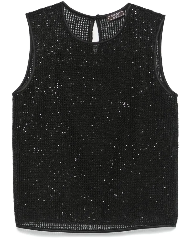 Peserico Oberteil mit Lochstrickmuster - Schwarz Schwarz