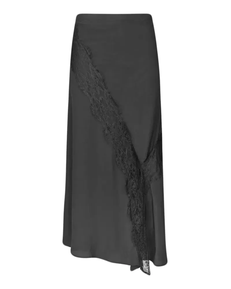 Rabens Saloner lace-trim asymmetric skirt - Schwarz Schwarz