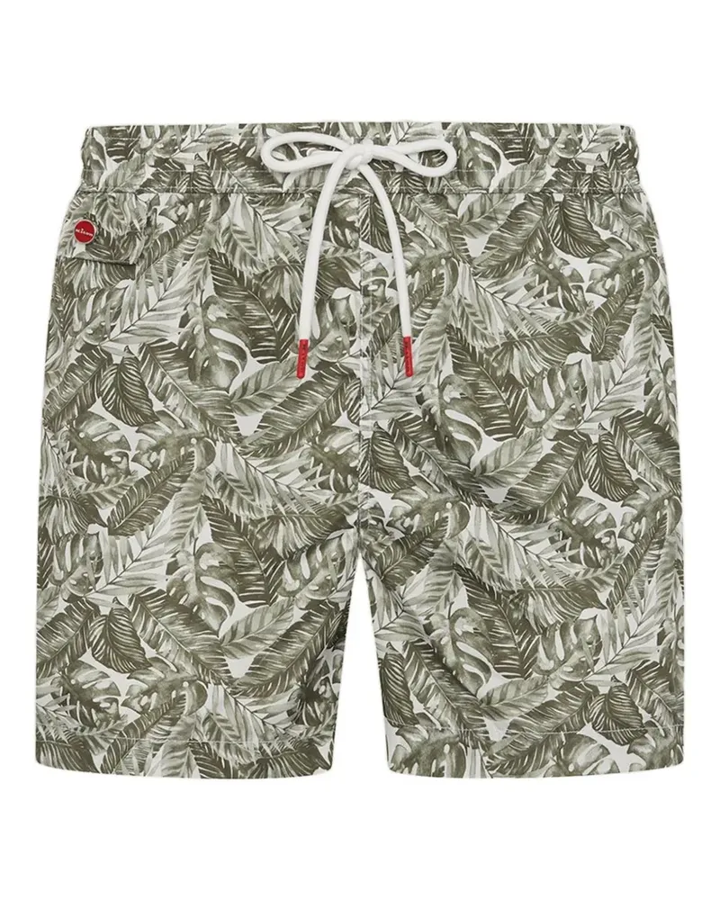 Kiton Badeshorts mit Blatt-Print - Grün Grün