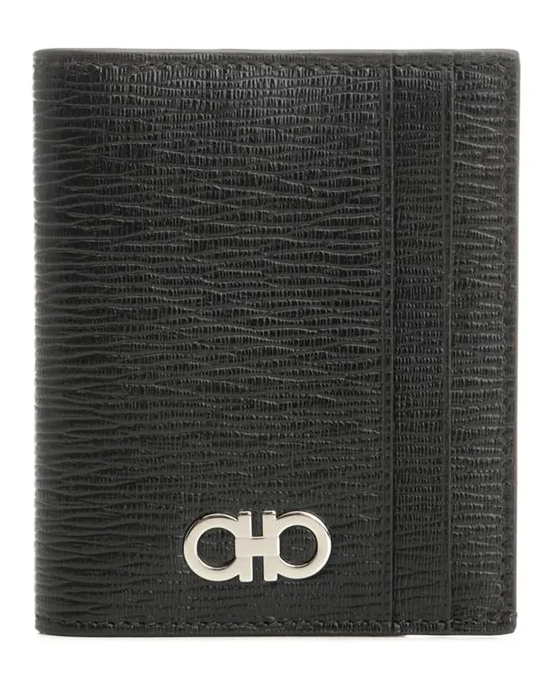 Ferragamo Gancini-plaque textured-leather card holder - Schwarz Schwarz
