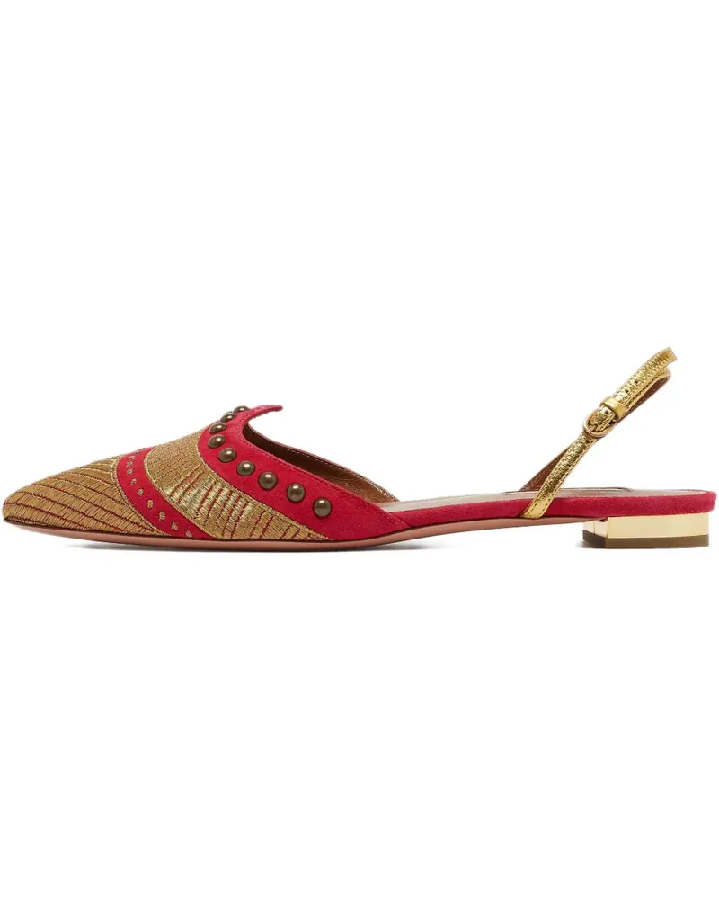 Aquazzura Pre-owned Slingback-Ballerinas mit Metallic-Stickerei - Rosa Rosa