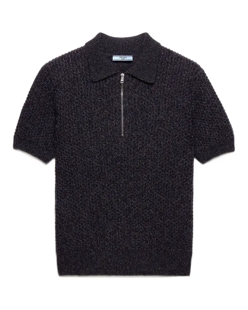 Prada Kurzärmeliger Poloshirt aus Wolle und Mouliné-Kaschmir - Braun Braun