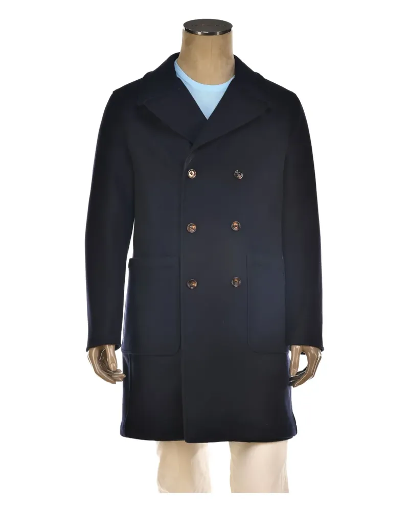 Kiton Gestreifter Mantel - Blau Blau