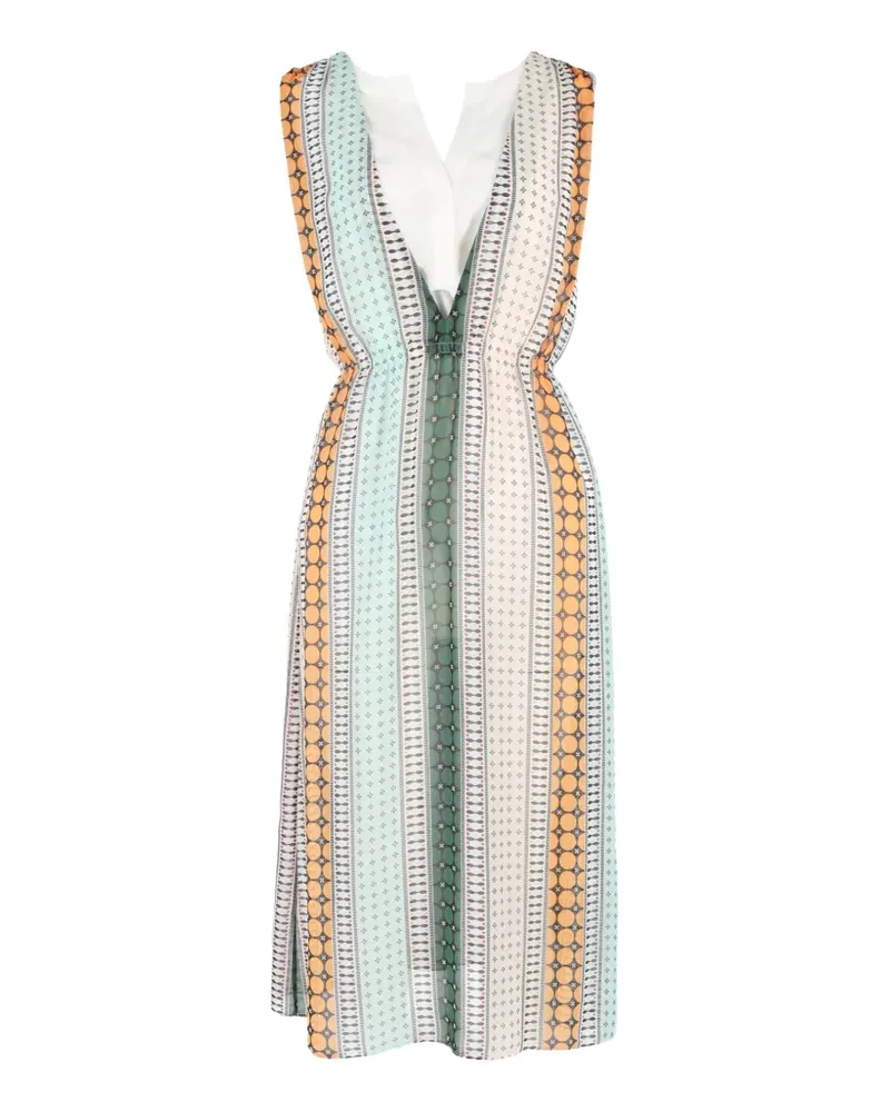 Sandro striped V-neck midi dress - Nude Nude