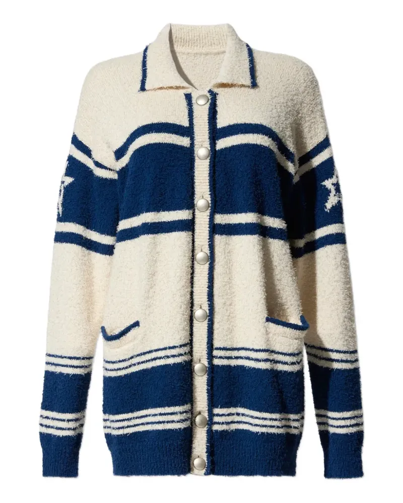 Perfect Moment striped bouclé cardigan - Blau Blau