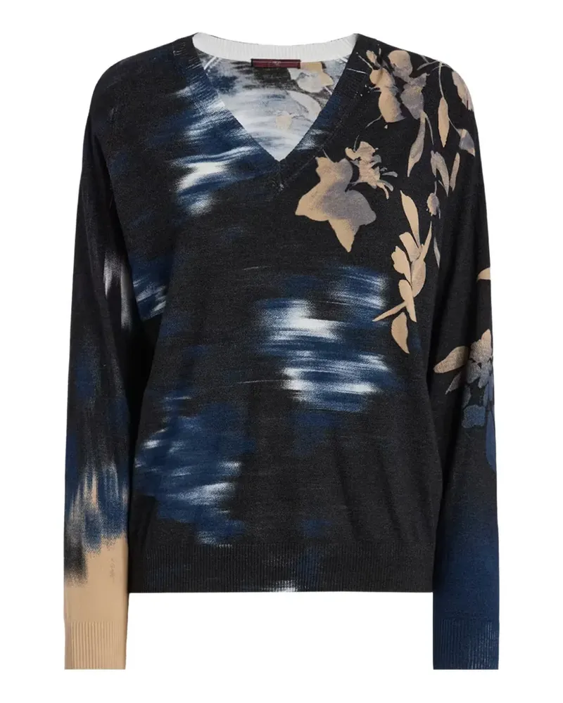 HIGH Dubai Chinè Pullover mit V-Ausschnitt - Blau Blau