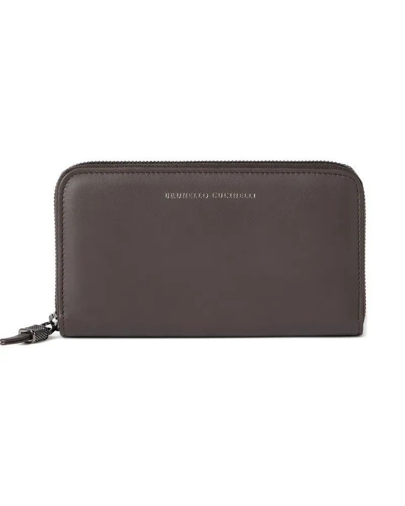 Brunello Cucinelli Portemonnaie mit glänzendem Reißverschluss - Braun Braun