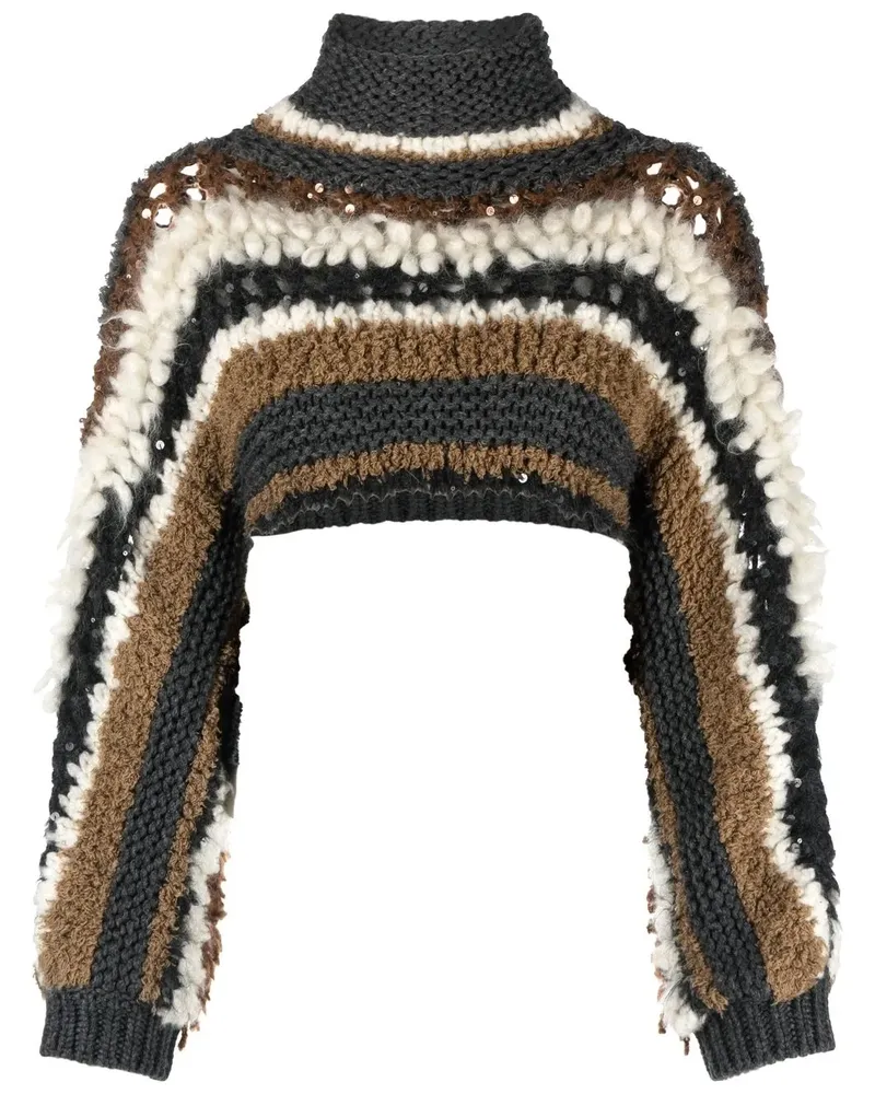 Brunello Cucinelli Hoodie in Colour-Block-Optik - Grau Grau
