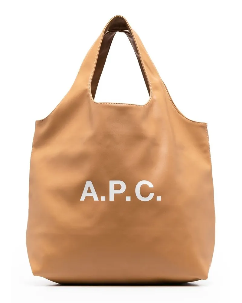 A.P.C. Handtasche mit Logo-Print - Braun Braun