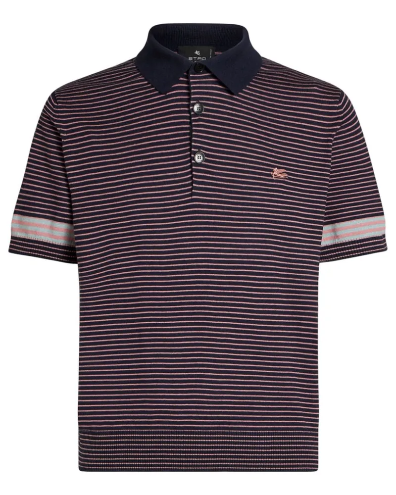 Etro Gestricktes Poloshirt mit Streifen - Blau Blau