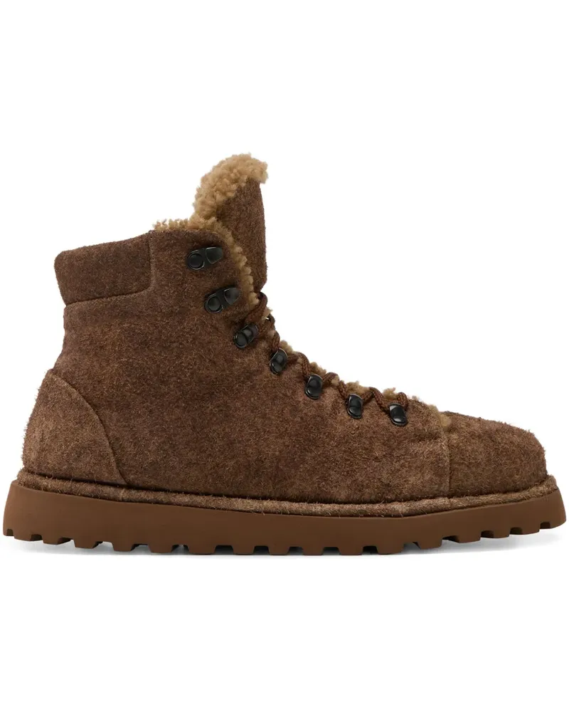 Marsèll Pallottola shearling lace-up boots - Braun Braun