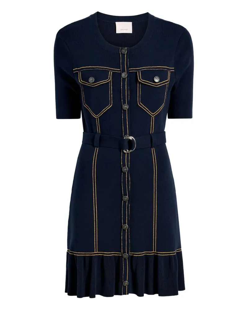 Cinq à Sept Minikleid mit Knopfdetail - Blau Blau