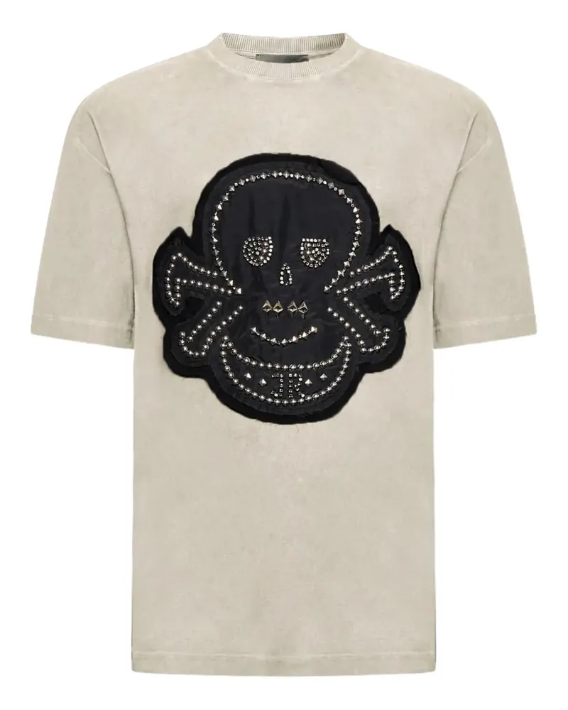 John Richmond T-Shirt mit Totenkopf - Nude Nude