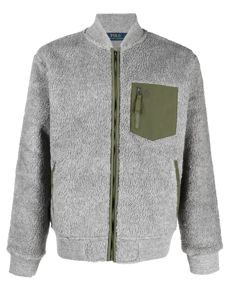 Ralph Lauren Bomberjacke aus Fleece mit Polo Pony - Grau Grau