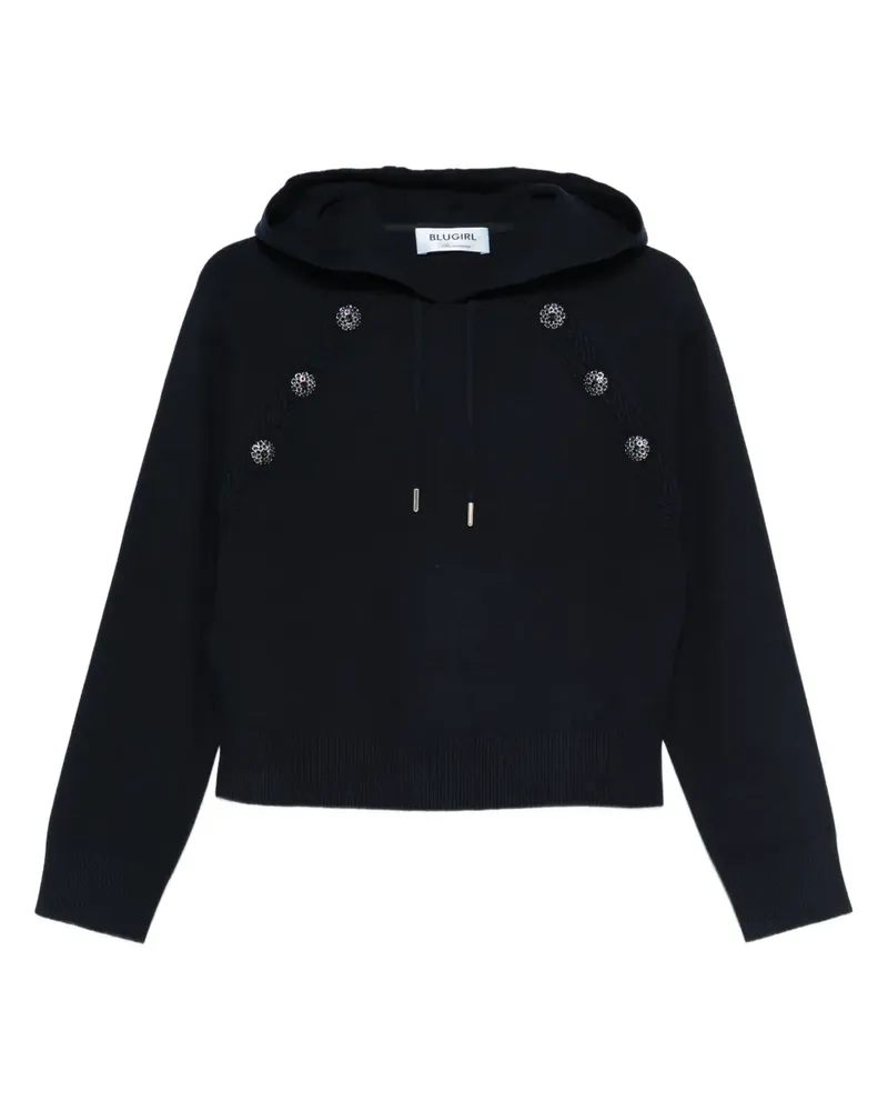 Blumarine button-embellished hoodie - Blau Blau